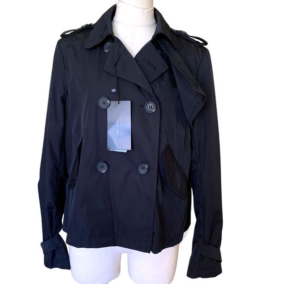 Zara Jackets & Blazers - ZARA Black Nylon Button Front Short Trench Jacket Size S New with Tag
